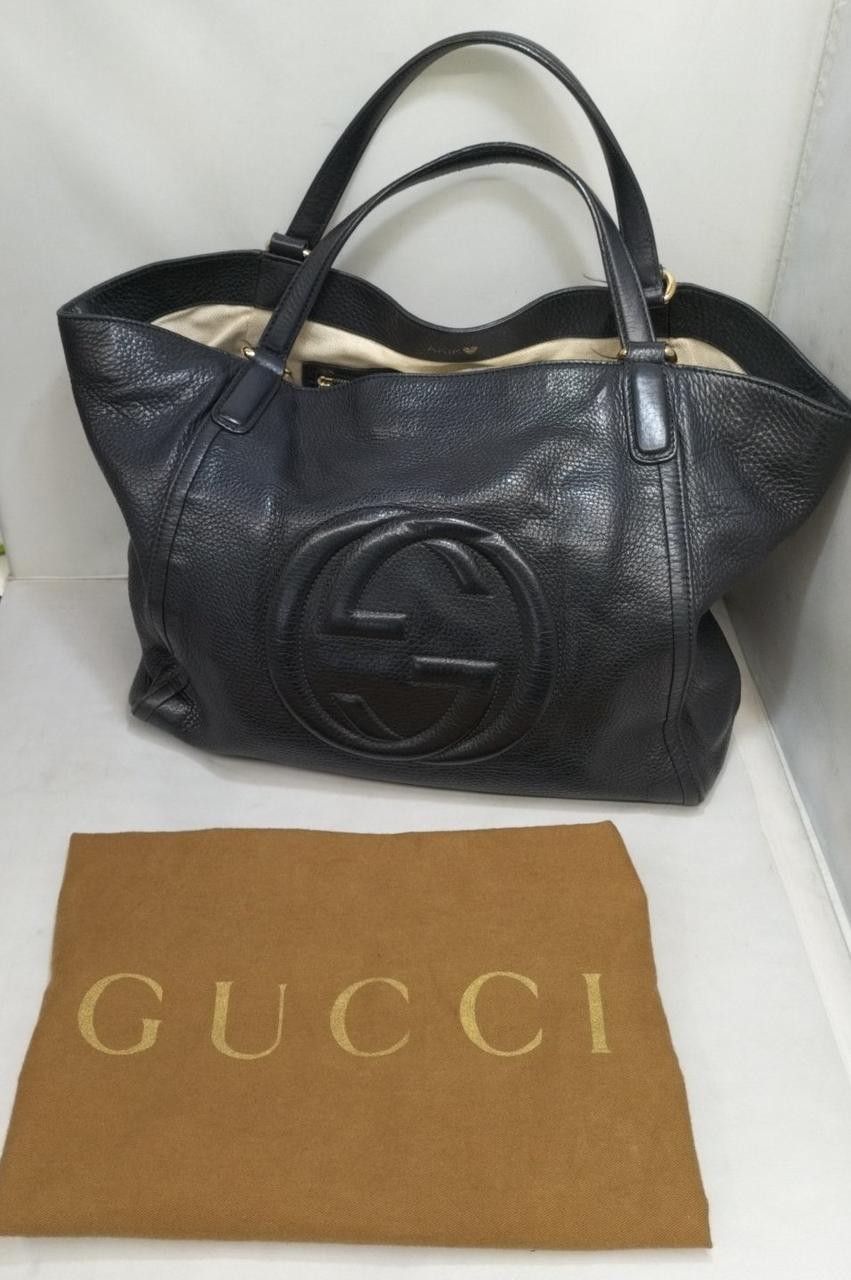 Gucci GG Soho Leather Tote Shoulder Bag Handbag Black H30xW40xD11cm