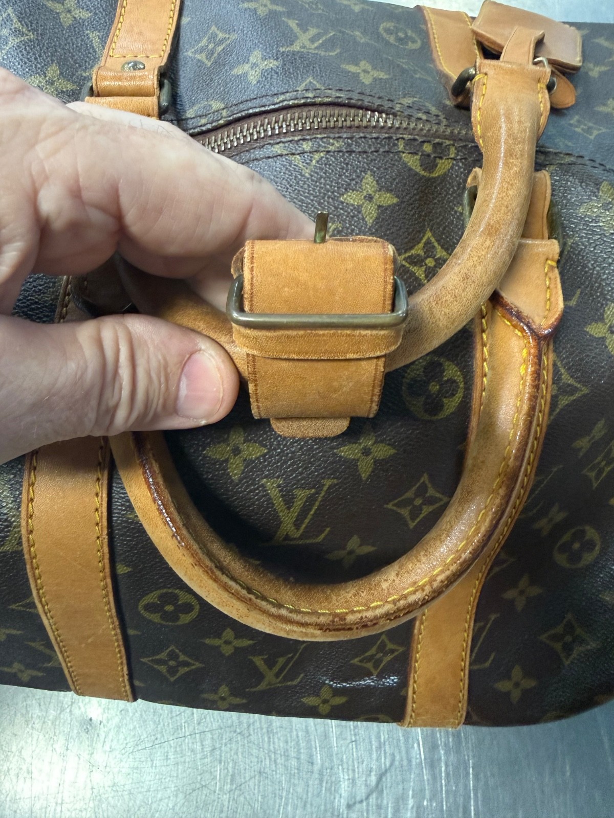 Vintage Louis Vuitton Keepall Monogram Duffle Bag 55 Brown Canvas Monogram NICE