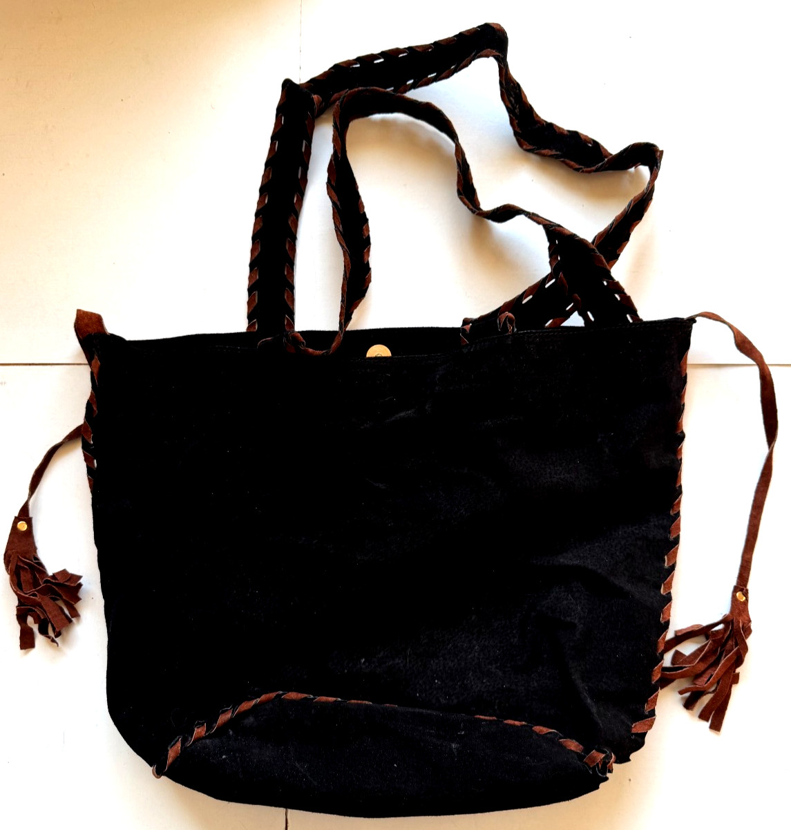 Subissati Black Suede Shoulder Bag – Made in Italy – 16″W x 11-1/2″ H