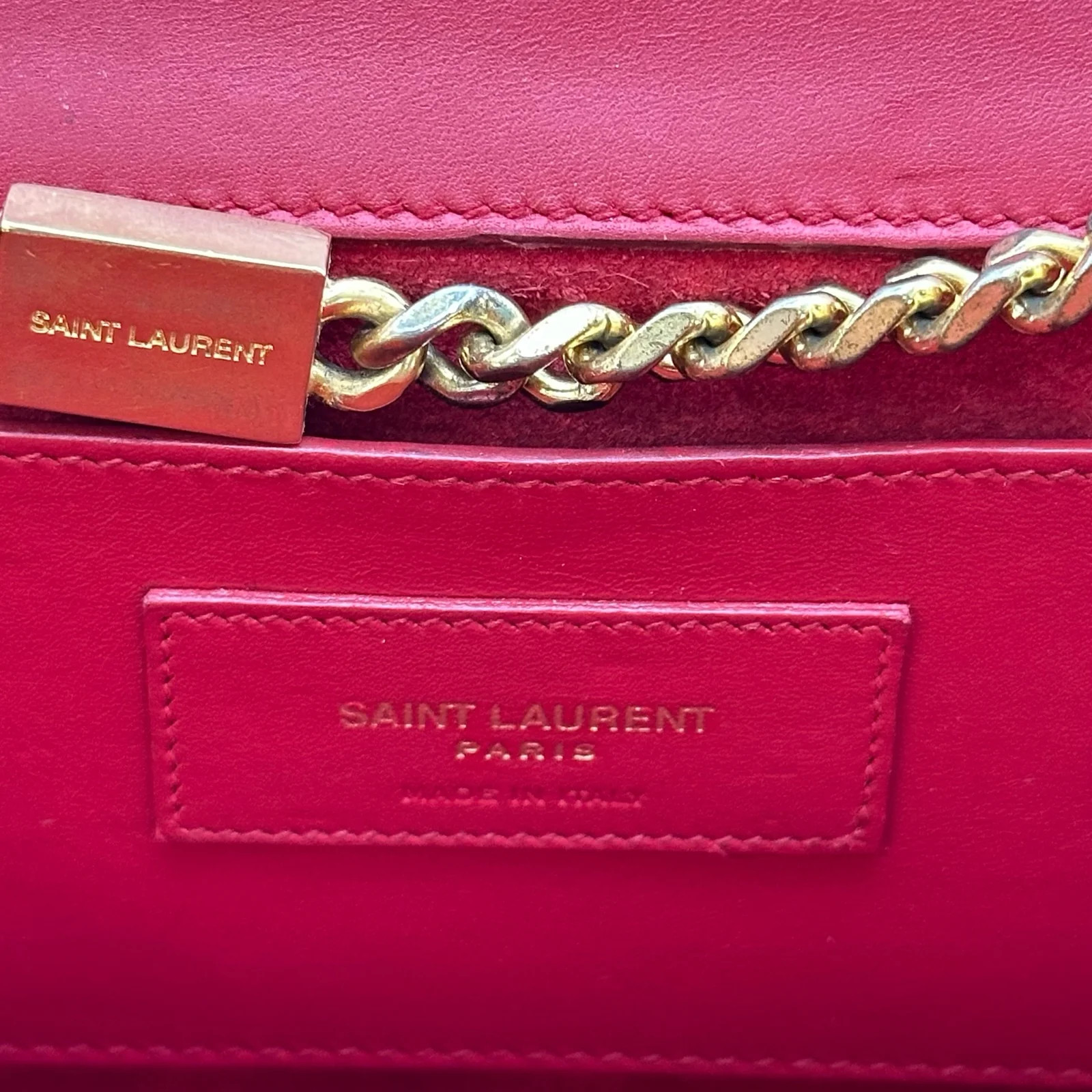 SAINT LAURENT Kate Chain Shoulder Red Leather Shoulder Bag 354119 #OKB6402