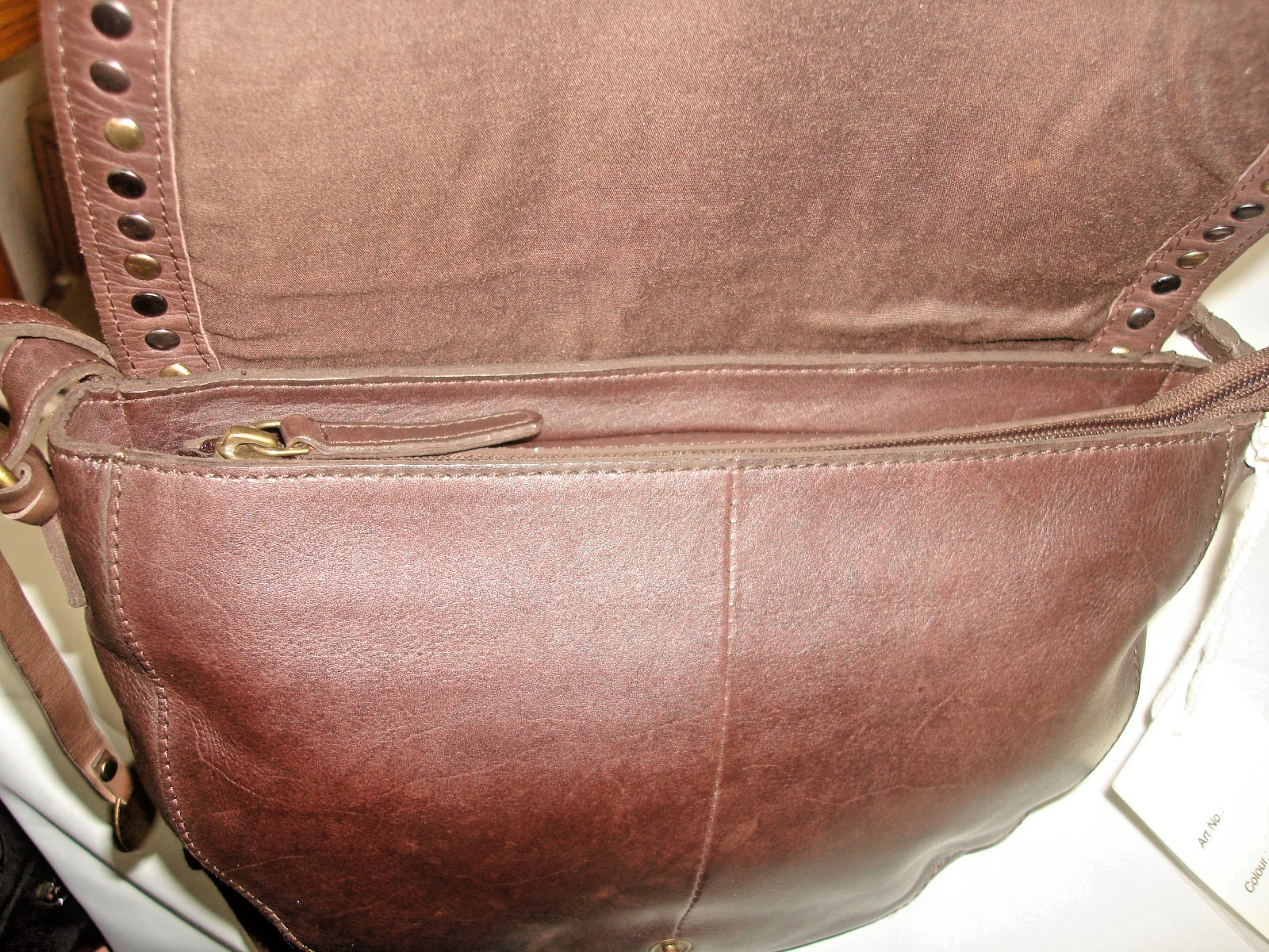 Vilenca Holland Butter Soft Drk Brown Leather Studded Crossbody Shoulder Bag NWT