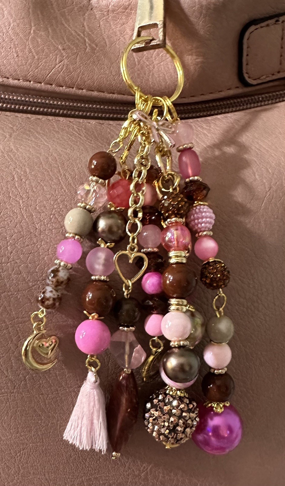 New Artisan Chunky Beaded Handbag Jewelry Bag Swag Charm Purse Bling Keychain