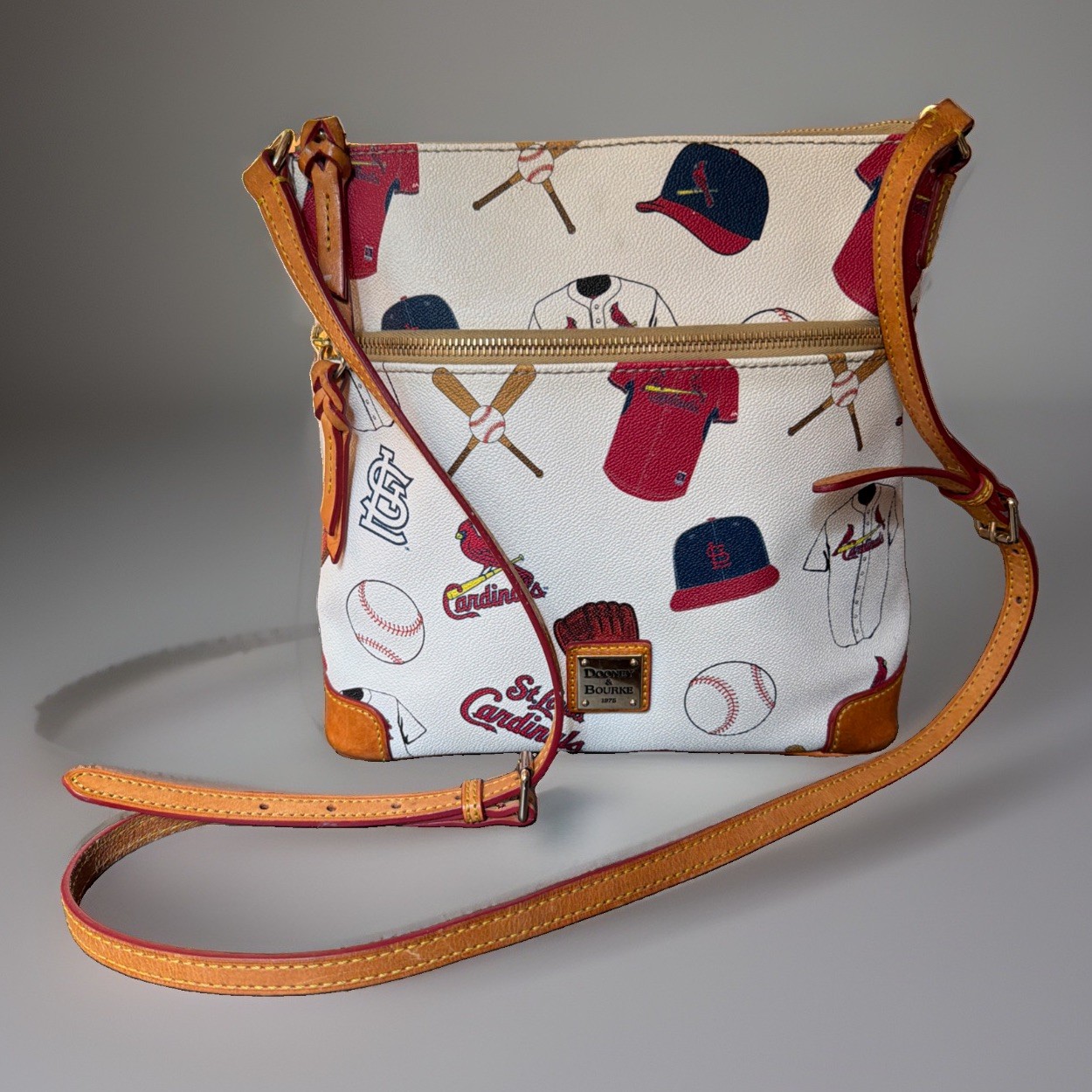Dooney & Bourke St. Louis Cardinals MLB Leather Crossbody Purse Bag 10 X 10 Inch