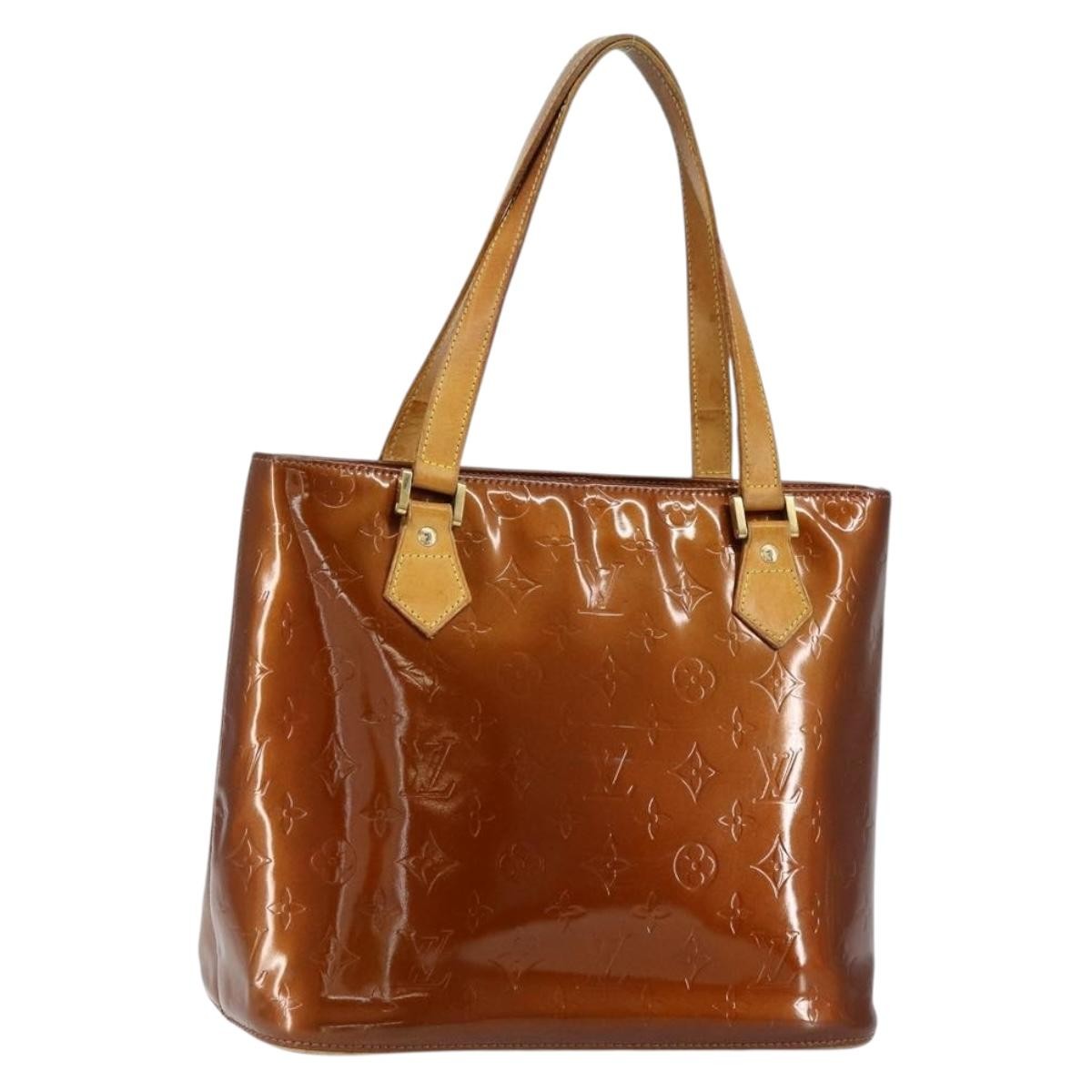 LOUIS VUITTON Monogram Vernis Houston Hand Bag Bronze M91122 LV Auth gh1207