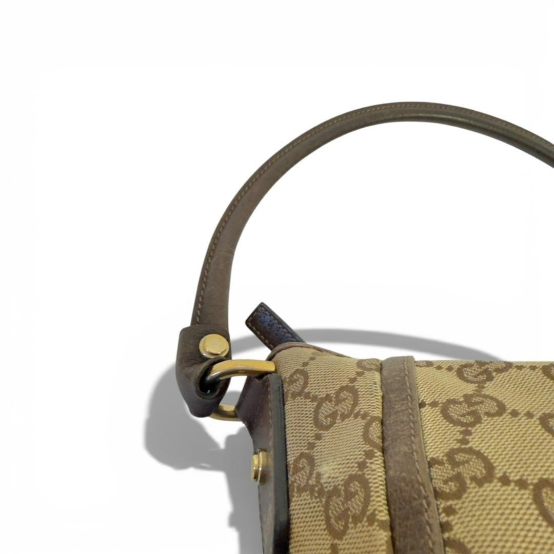 Vintage GUCCI Beige Ebony GG Monogram Abbey D Ring Accessory Pouch Baguette Auth