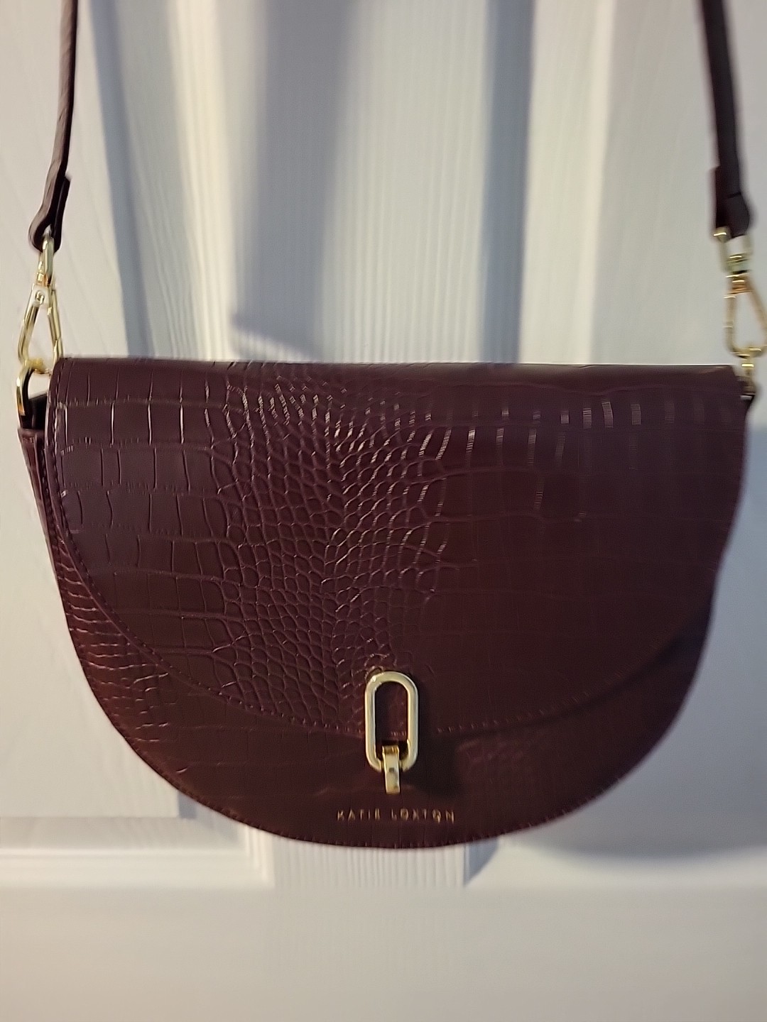 Katie Loxton Quinn Faux Croc Saddle Bag (Brown)