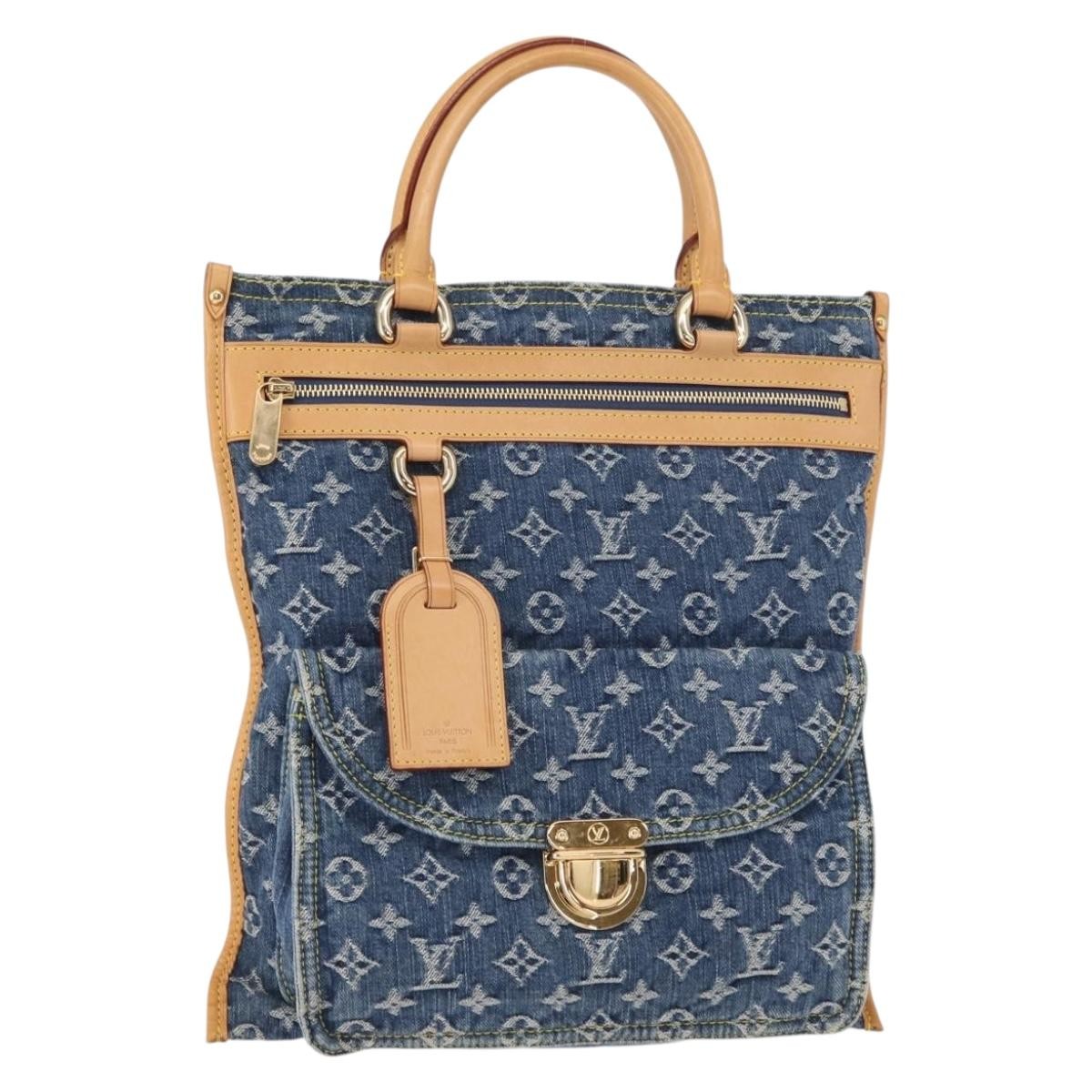 LOUIS VUITTON Monogram Denim Flat Shopper Tote Bag Blue M95018 LV Auth 159149SM