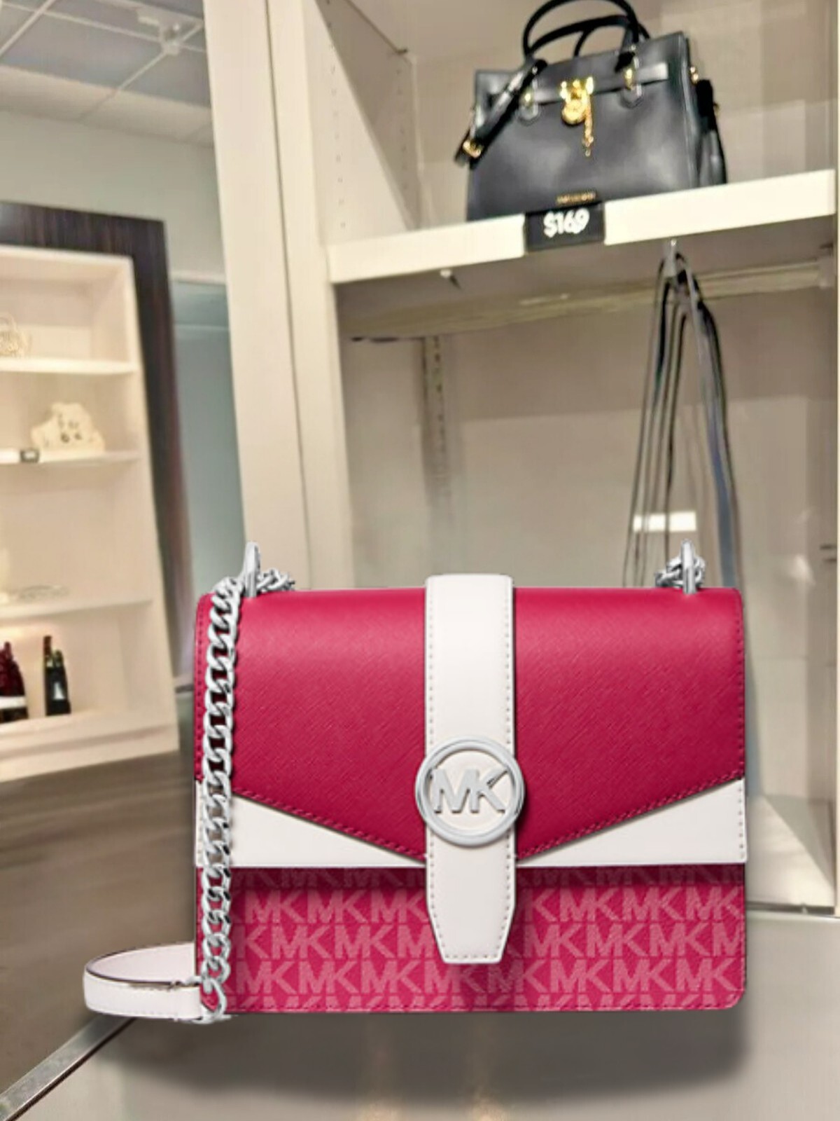Michael Kors Greenwich Small Handbag Crossbody Bag Dark Raspberry Multi. Purse