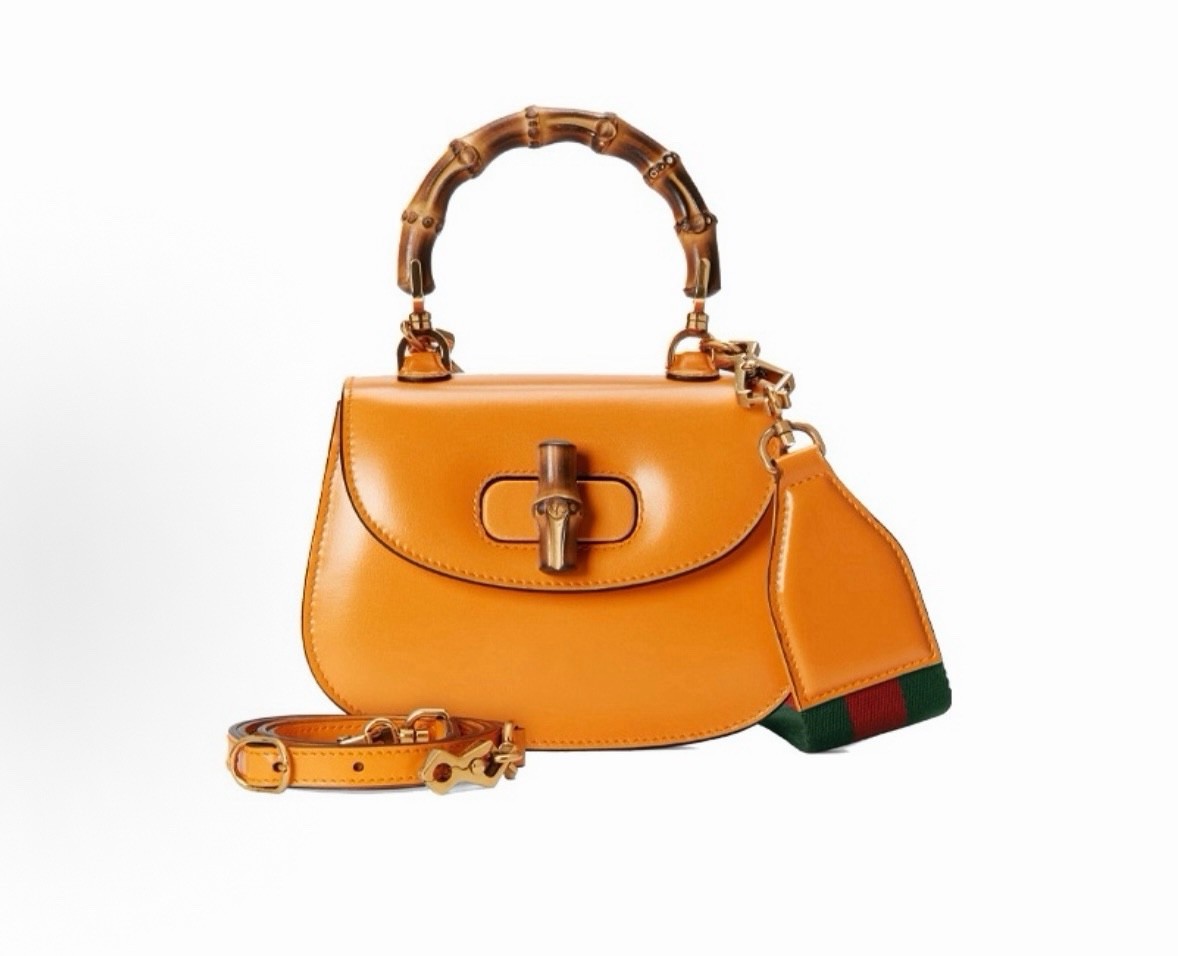Authentic Gucci Bamboo 1947 Top Handle Mini Shoulder Bag Persimmon Unused