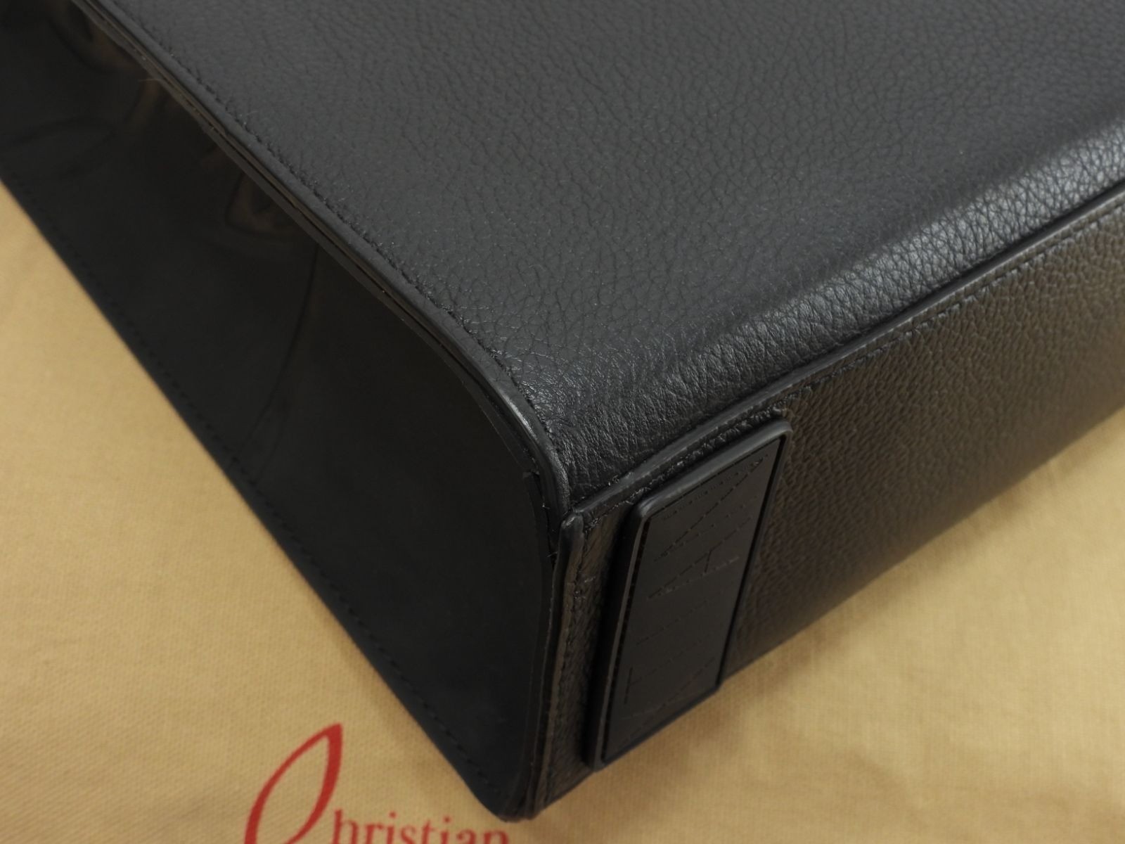 Christian Louboutin Tote Bag Ruistote Leather Black 12.4*13.9*3.9 inch