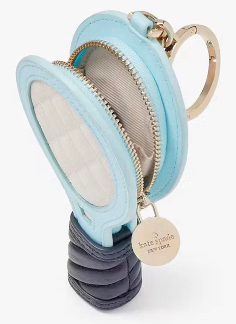 KATE SPADE Tennis Racket Coin Case Keyring Club Green Bag Charm