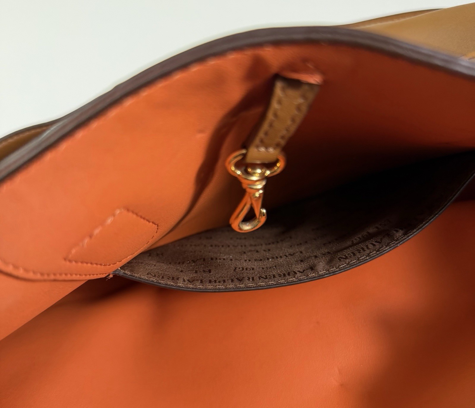Lauren Ralph Lauren Dryden Marcy Leather Tote Classic Tan Cognac Brown / Orange