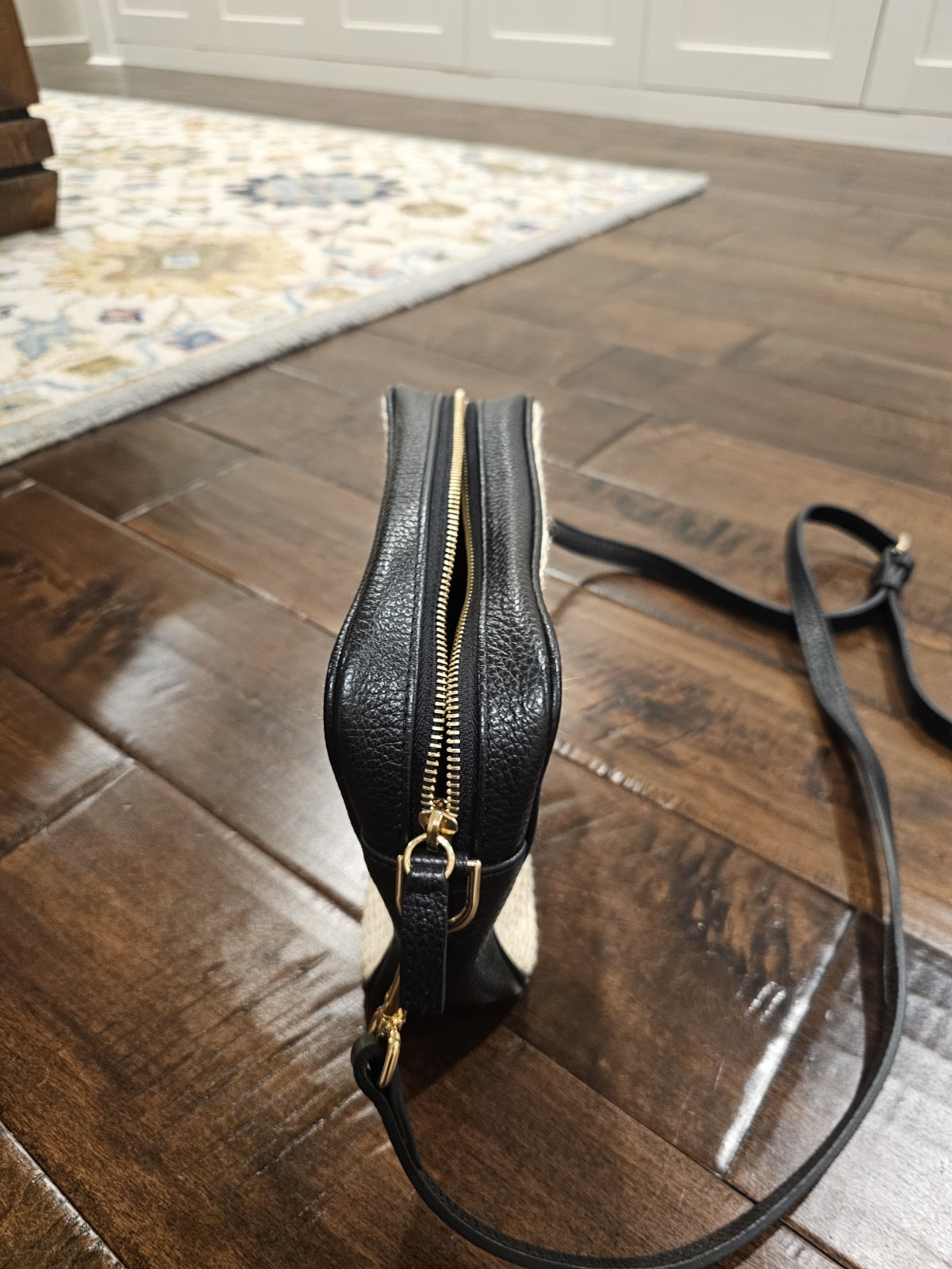 Quince Italian Leather & Raffia Crossbody Color Natural Gold Hardware