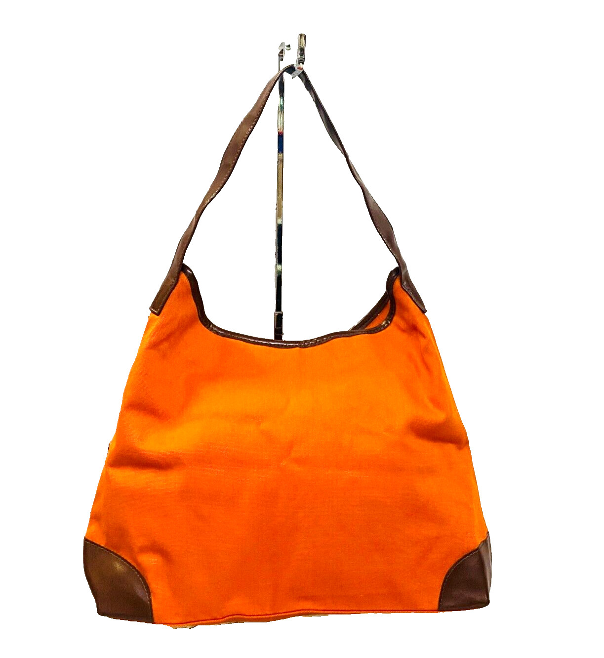 ORANGE/RUST COTTON FABRIC SHOULDER BAG by ELIZABETH ARDEN