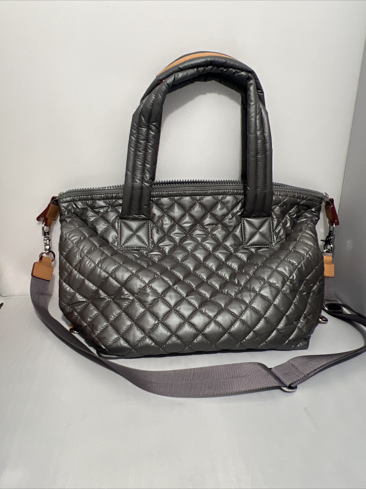 MZ Wallace Quilted Steel/ Gray Bag