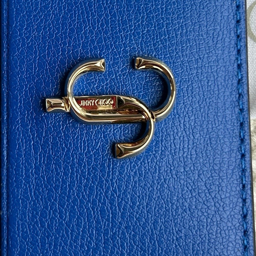 Jimmy Choo Ultraviolet Blue Leather Card Holder NEW