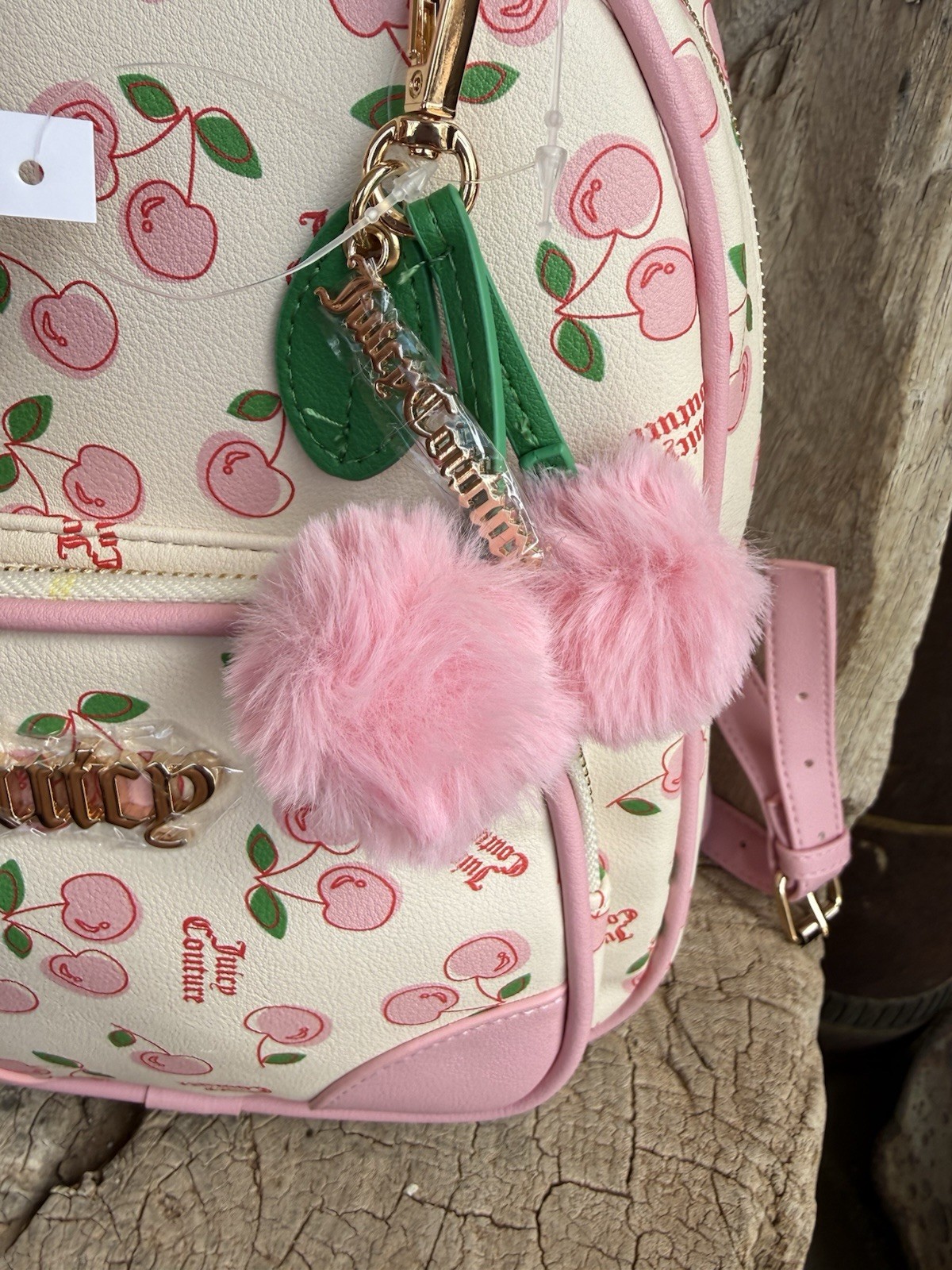 Beautiful JUICY COUTURE CHERRY GIRL BACKPACK SOFT WHITE PINK NWT W WALLET 🍒