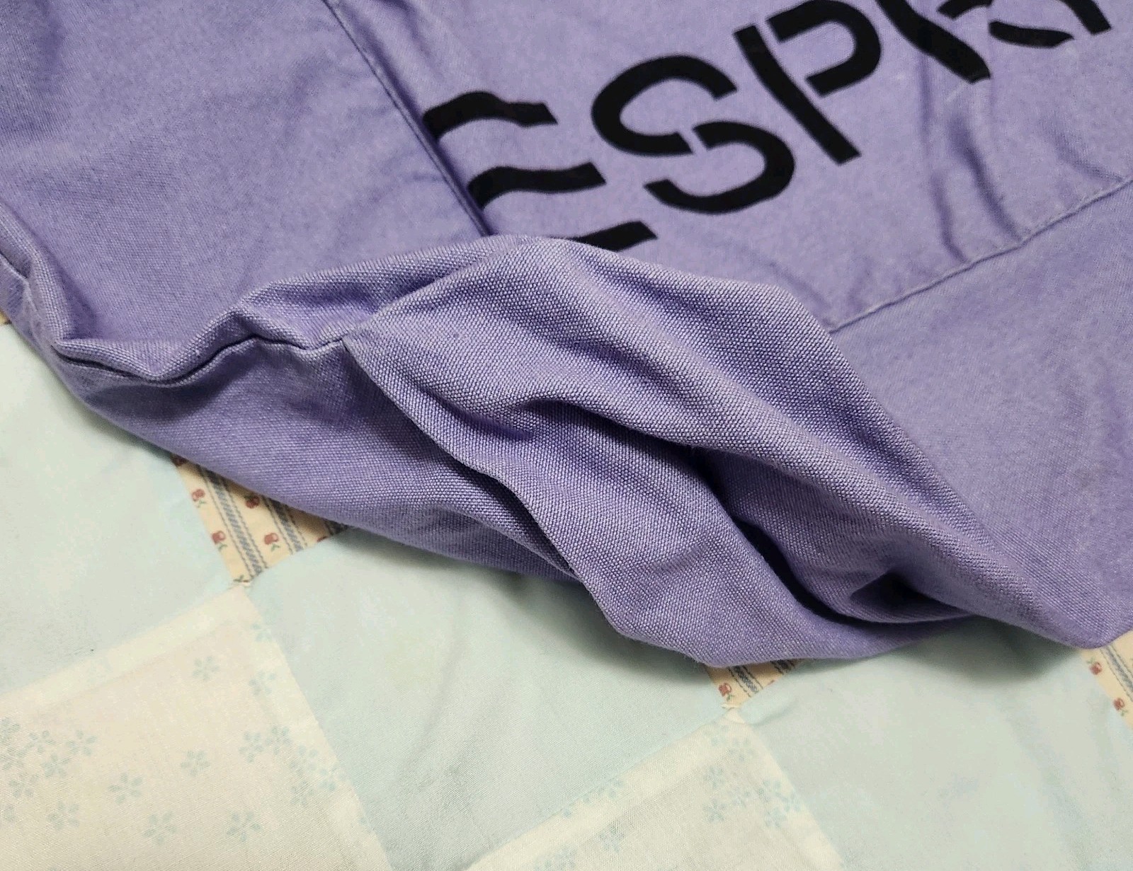 VTG ESPRIT 80s/90s Lavender Purple Canvas Tote Bag Big Logo Spellout Cotton RARE