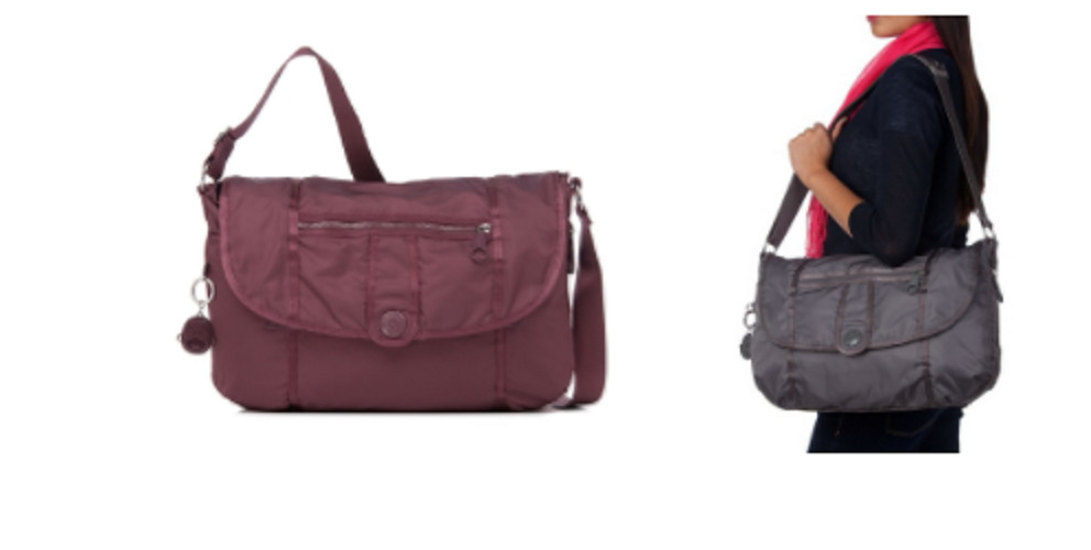 Kipling Large Shoulder/Overnight Bag Tea berry W. Plastic Monkey Face Key Chain