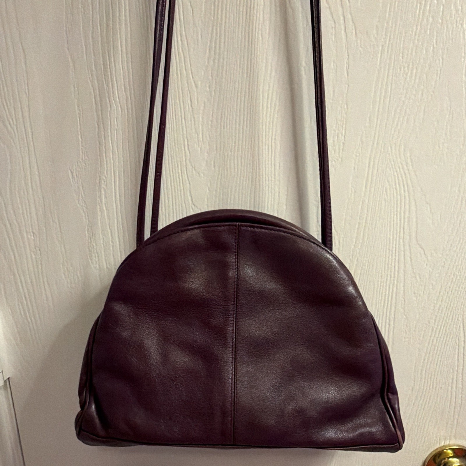 Sylvia Cee Purple Half Moon Shoulder Bag Snap Zip Gold Hardware Pockets 80s