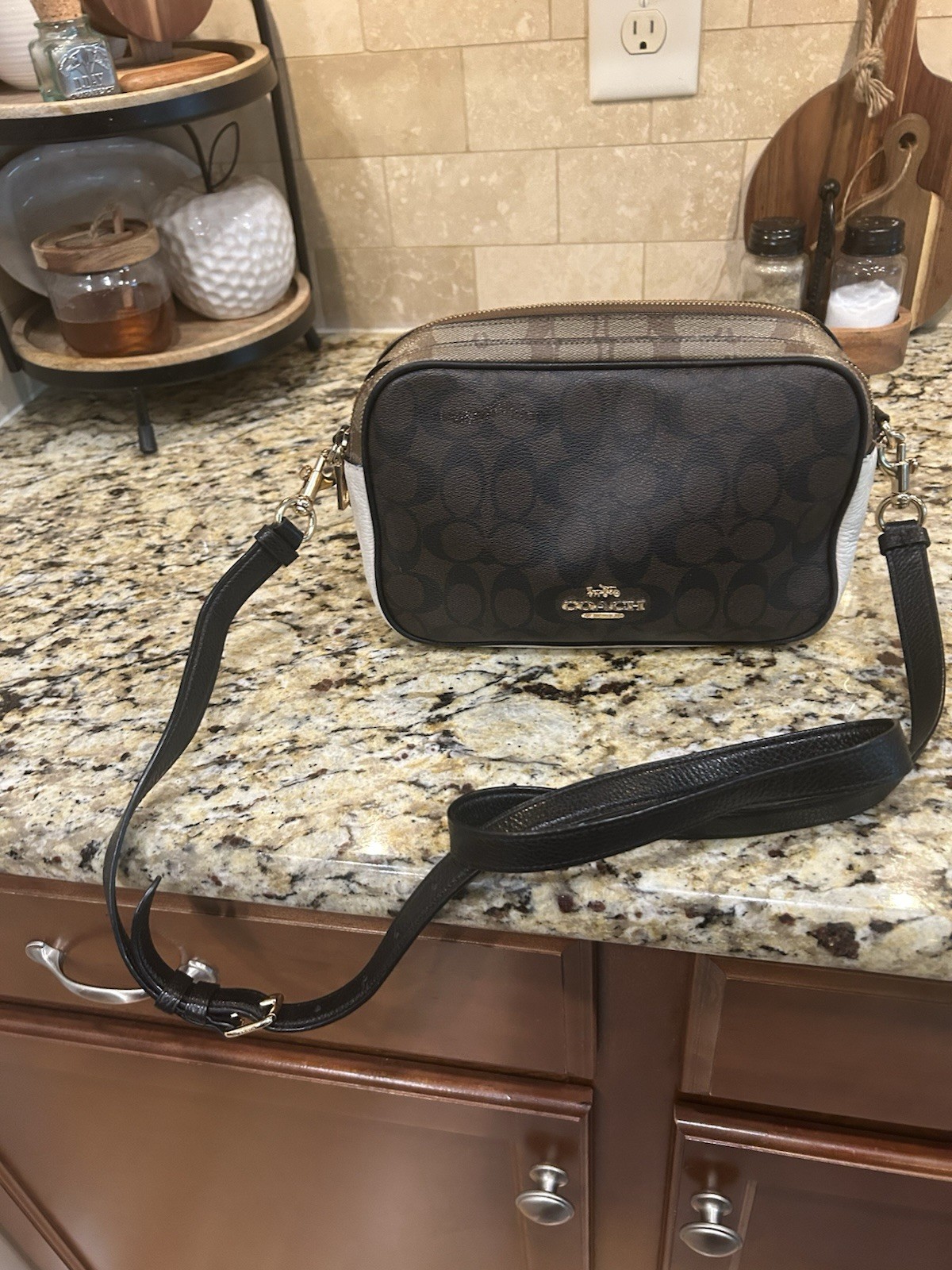 COACH 2021 Jes Blocked Signature Coated Canvas Leather Crossbody Bag – C1767