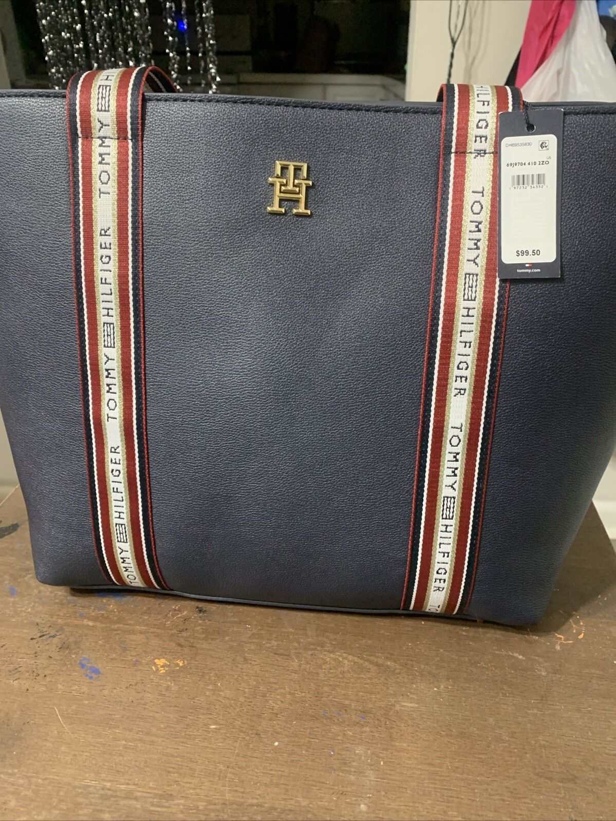tommy hilfiger purses women T H Logo Blue Red And White Strip