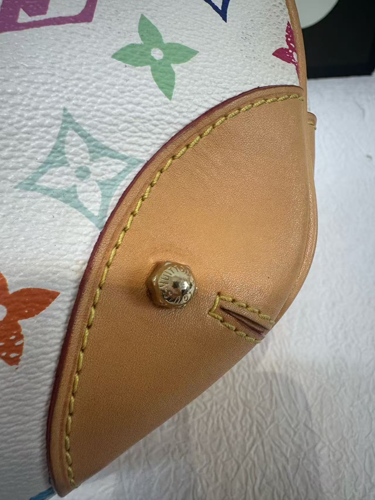 Louis Vuitton Multicolore Greta White Canvas Shoulder Bag Gold Hardware Auth