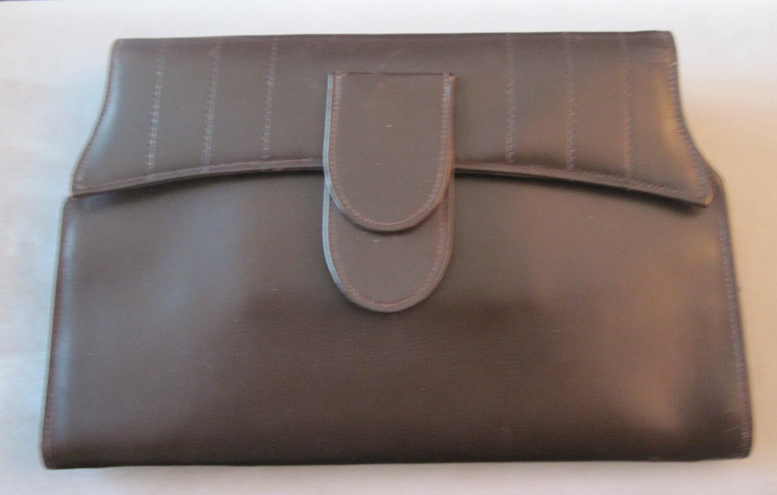 Vintage Brown Envelope Leather Clutch Purse Belt Loop Coin Purse