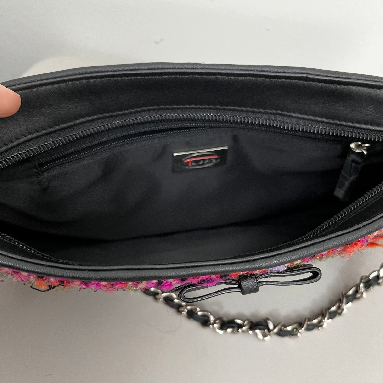 Talbots Classic Baguette Shoulder Bag Purse Teed Chain Strap Y2K Colorful Career