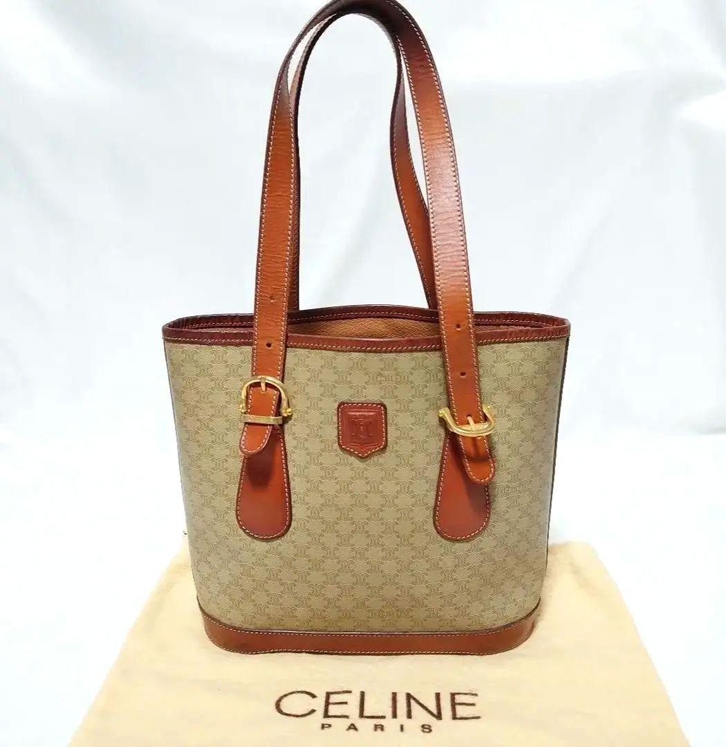 CELINE MACADAM Tote Bag 22x24x9 cm Vintage Authentic Rare Old Style