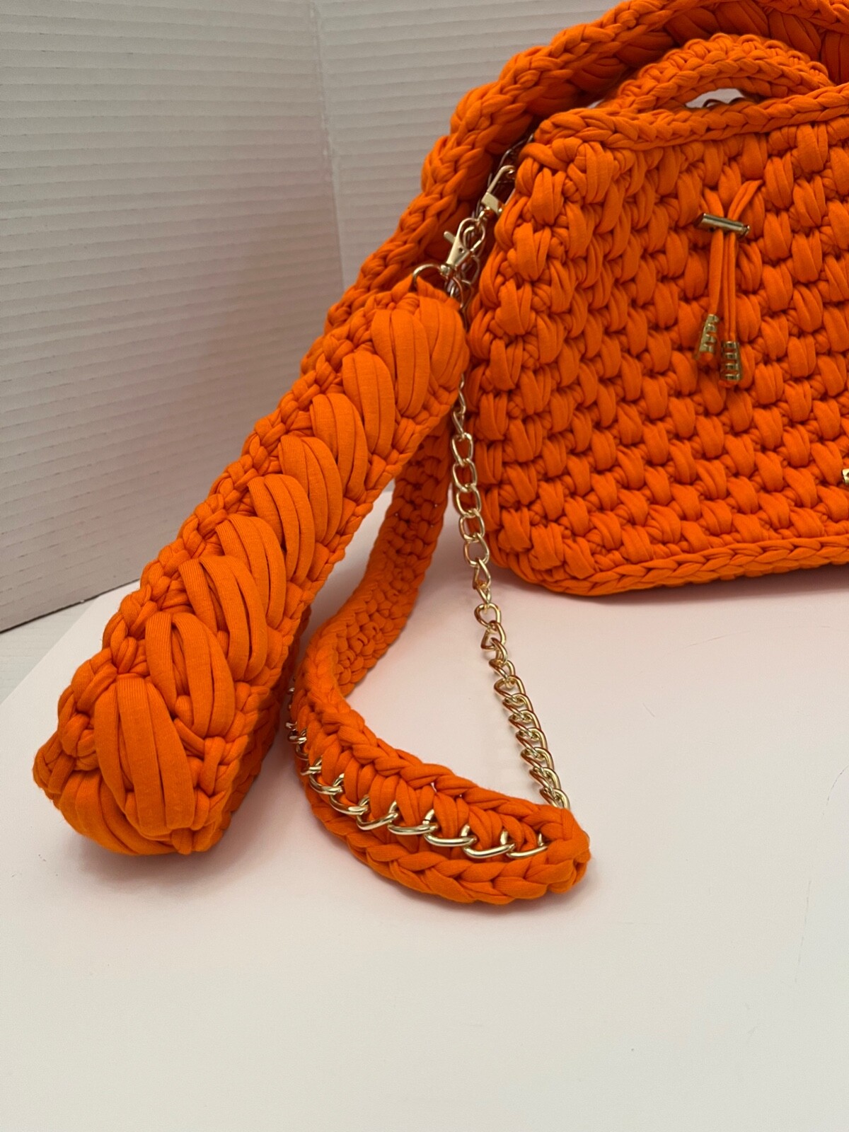Lelubag Crocheted Made to Order Mandarin Orange Purse Crossbody Handbag
