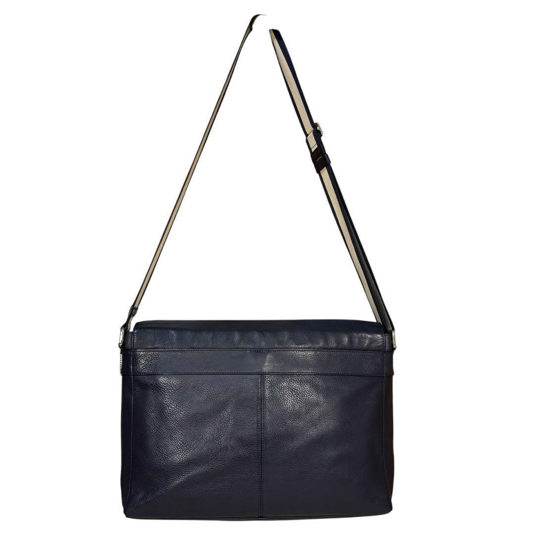 Coach Charles Smooth Leather Messenger Bag Navy Mens Handbag Authentic