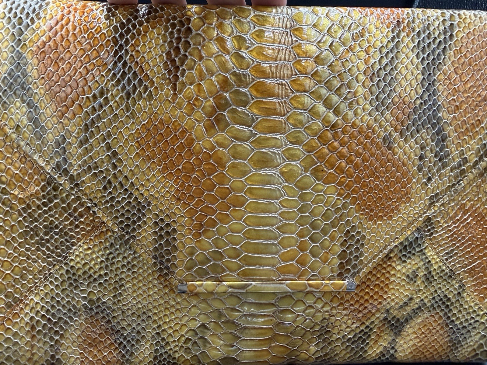 Vintage Abas Genuine Python Snakeskin Envelope Clutch Purse free shipping
