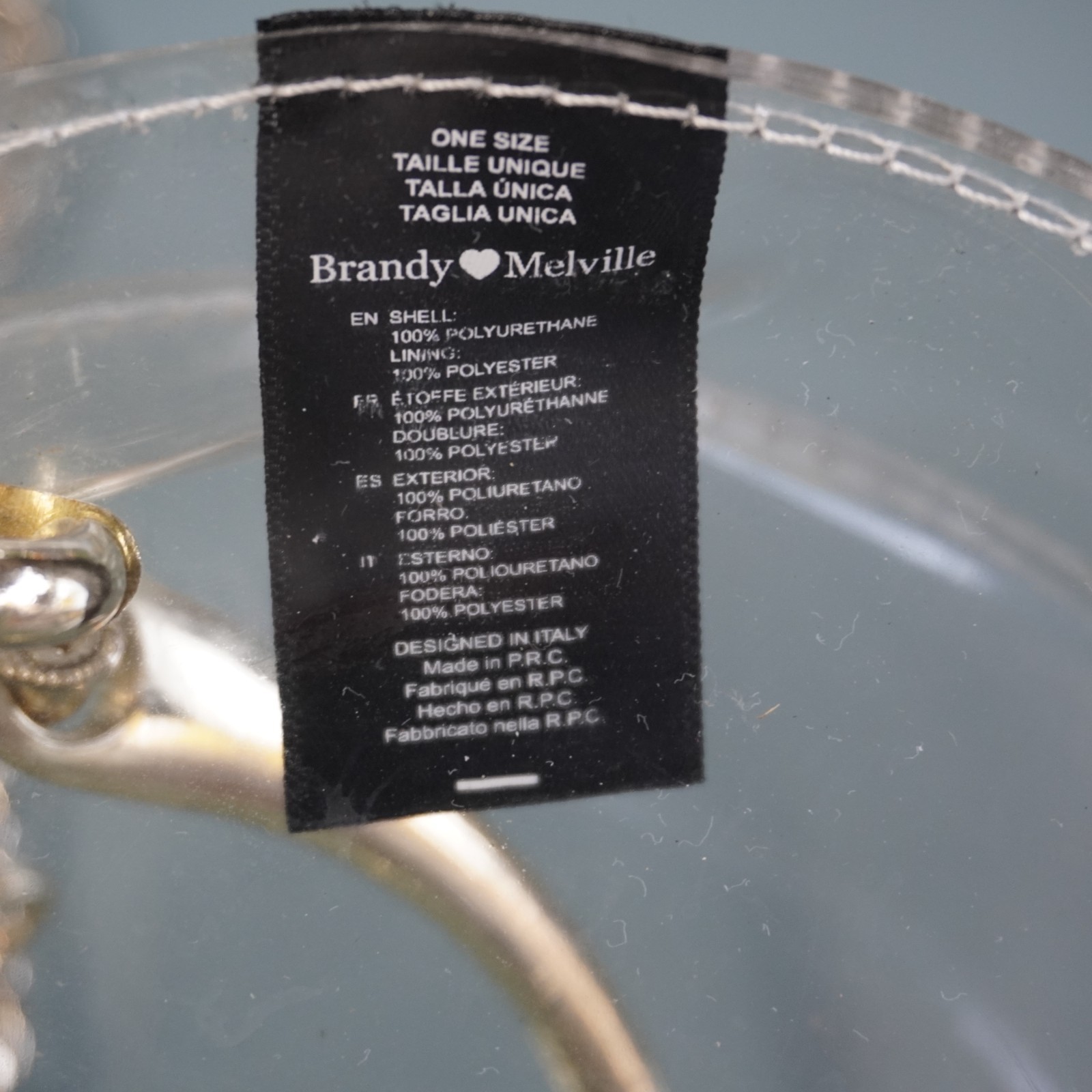 Brandy Melville Clear Circle Purse Stadium Bag Gold Chain Crossbody Handbag 6″