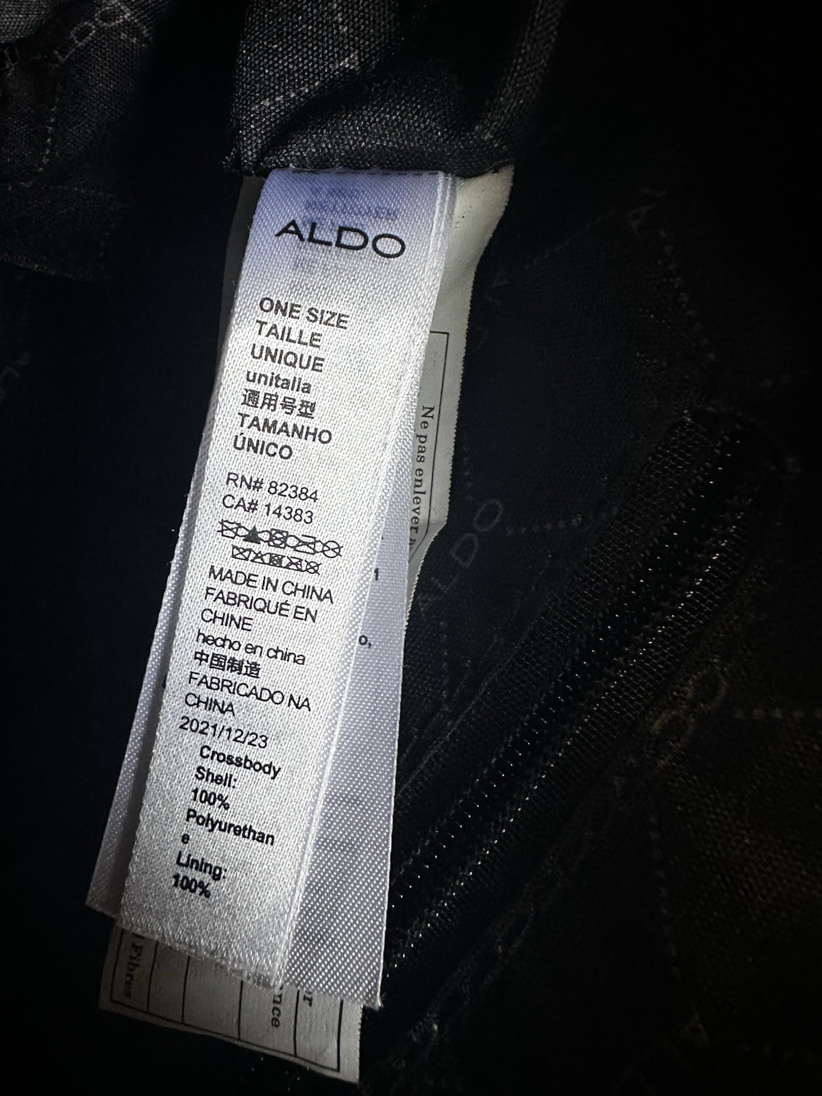 ALDO Black Quilted Small Crossbody Bag Zip, Adjustable Detachable Strap