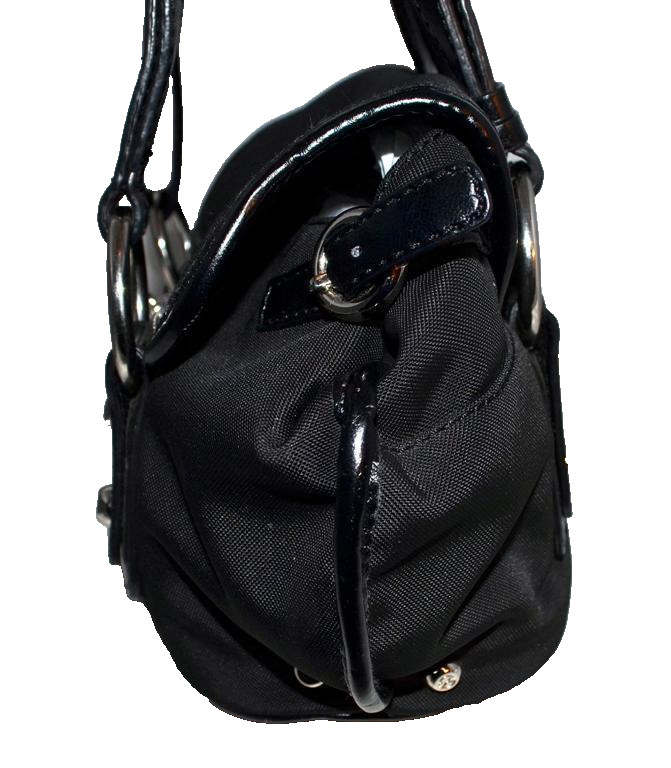 Francesco Biasia Black Nylon and Faux Leather Trim Dual Handle Handbag