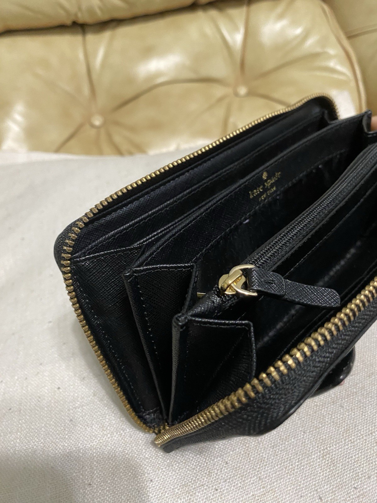 NWOT Kate Spade Jazz Things Up Black Cat Zip Around Long Wallet