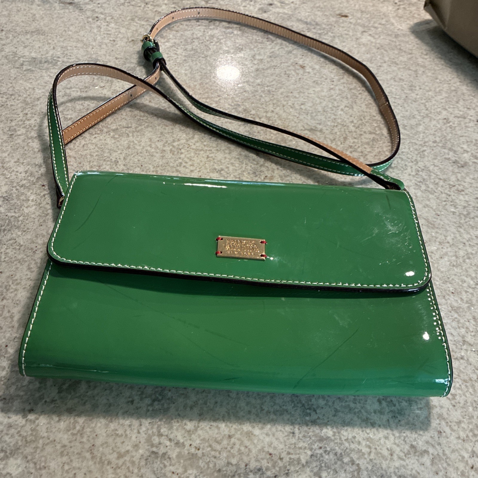 Frances Valentine Kelly Patent Leather Crossbody Handbag in Green