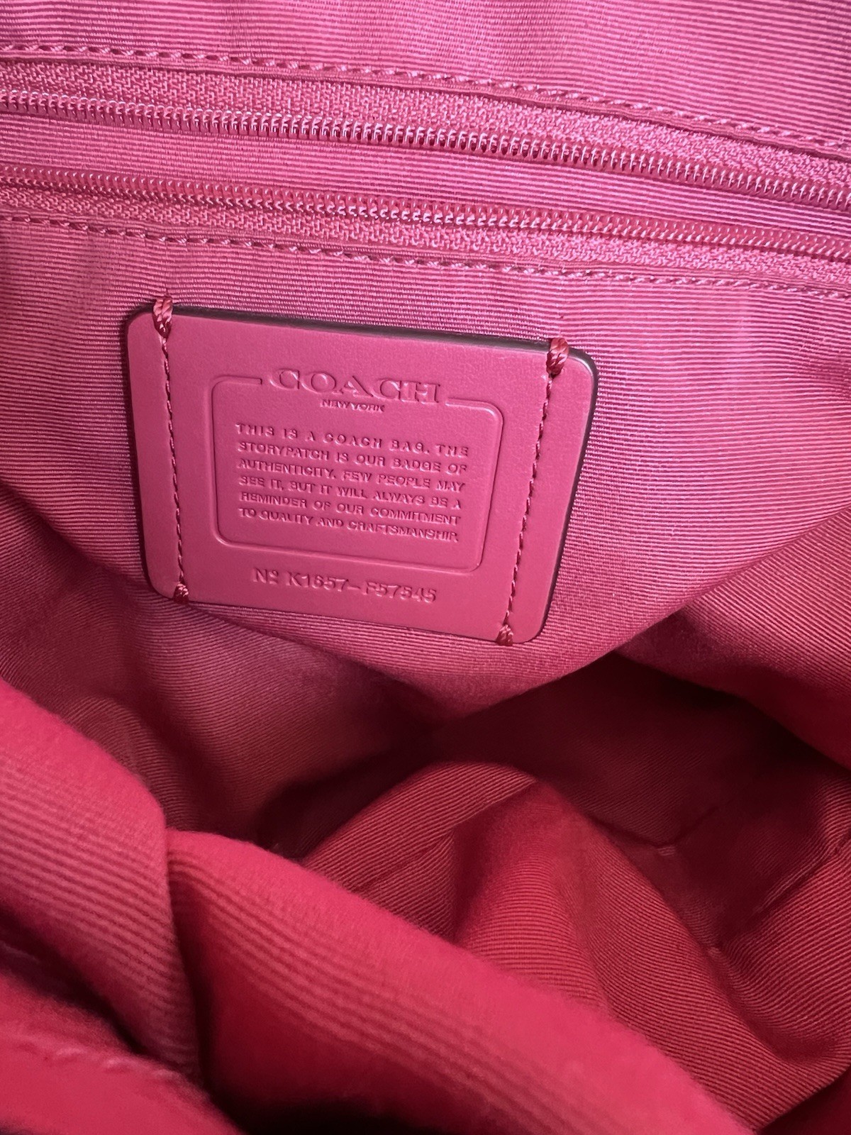 Coach Pink Pebbled Shoulder Bag Shoulder Strap, Zip/Snap, Inner Pockets, Charm