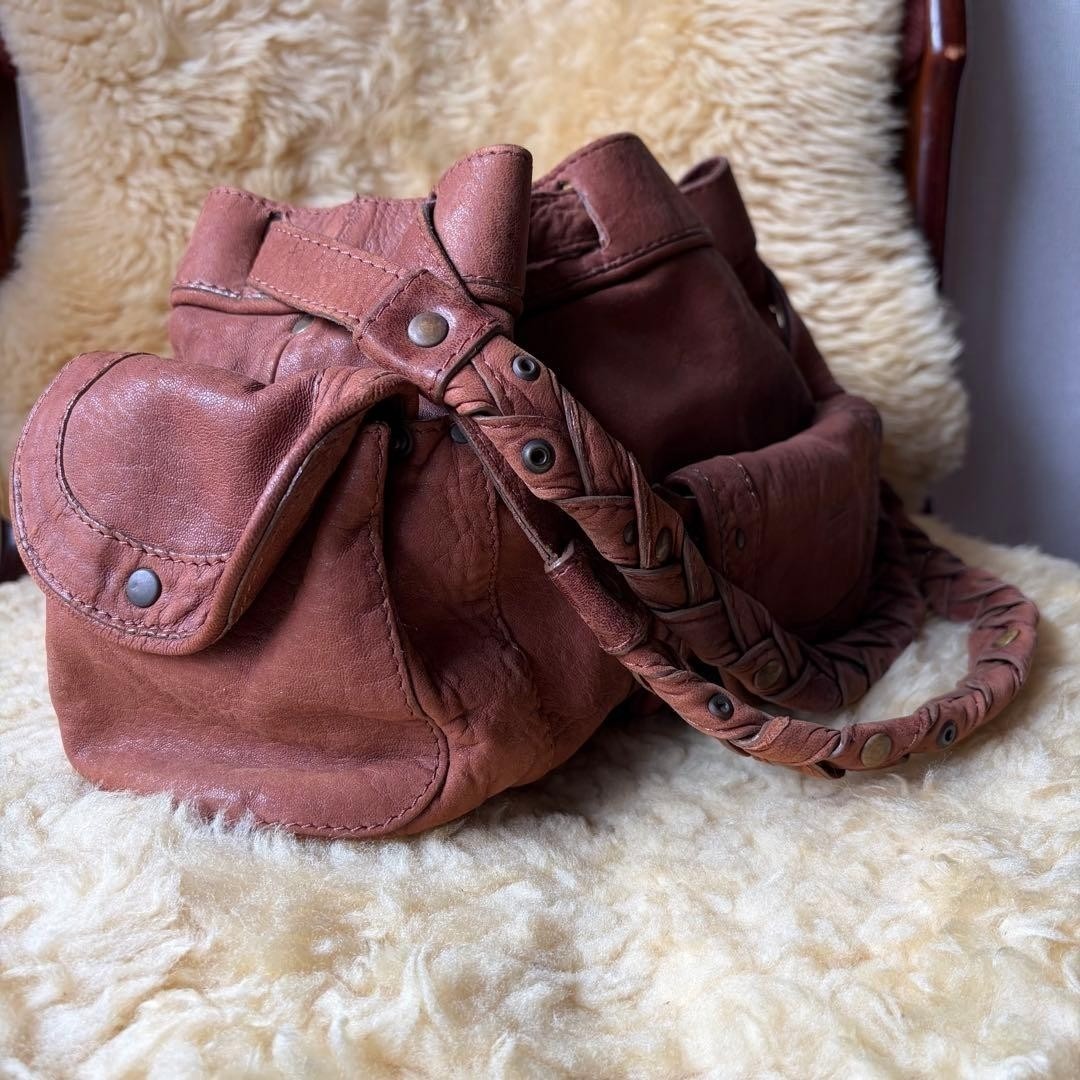 JEROME DREYFUSS Shoulder Bag Handbag Leather in Reddish Brown Women VHTF