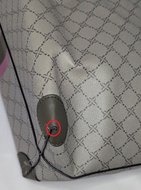Nine West Tote Bag Featuring a Beige Geometric Print and Pink and Olive Accents