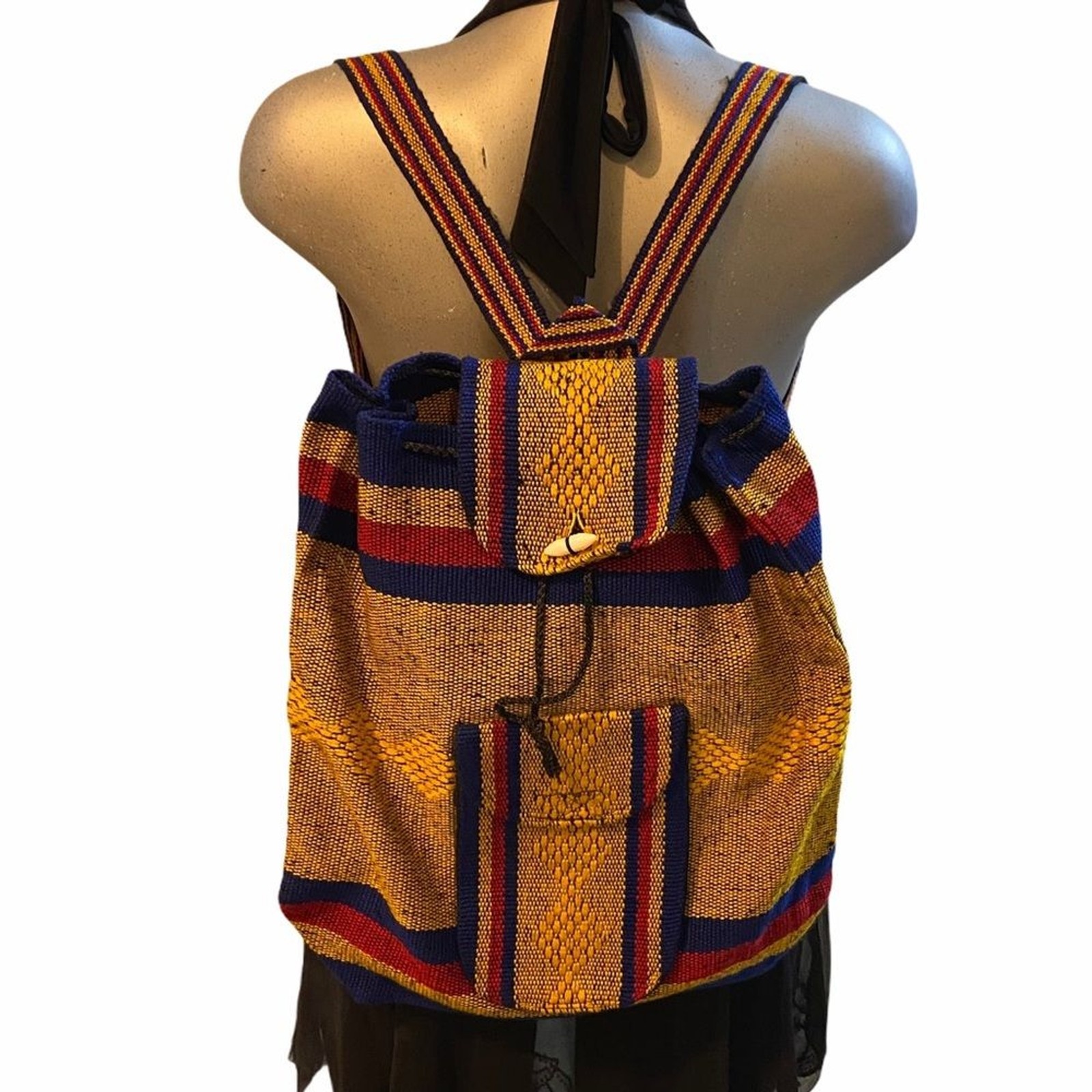 Mexican Woven Backpack 15” School Bag Athleisure Boho Bob Marley Vibrant Hippie