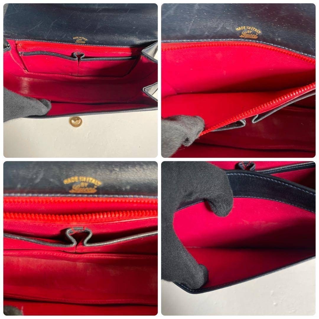 Gucci Shoulder Bag Sherry line Horsebit Suede Navy Vintage Size:W:10.2×H:5.9 in.