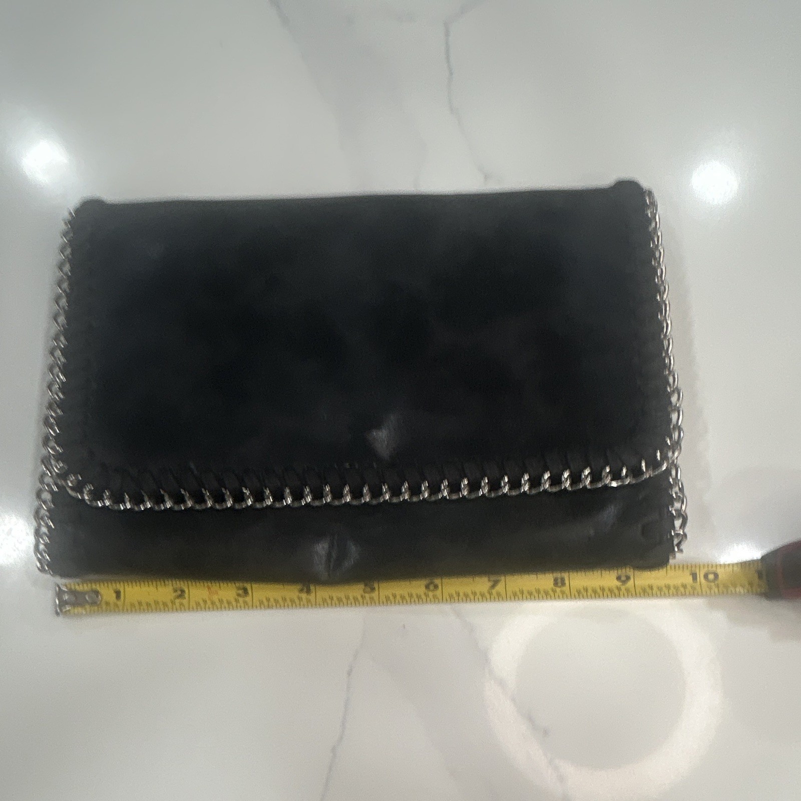 Chelsea 28 Black Chain Shoulder Bag w/ Detachable Strap Chain Magnetic Closure