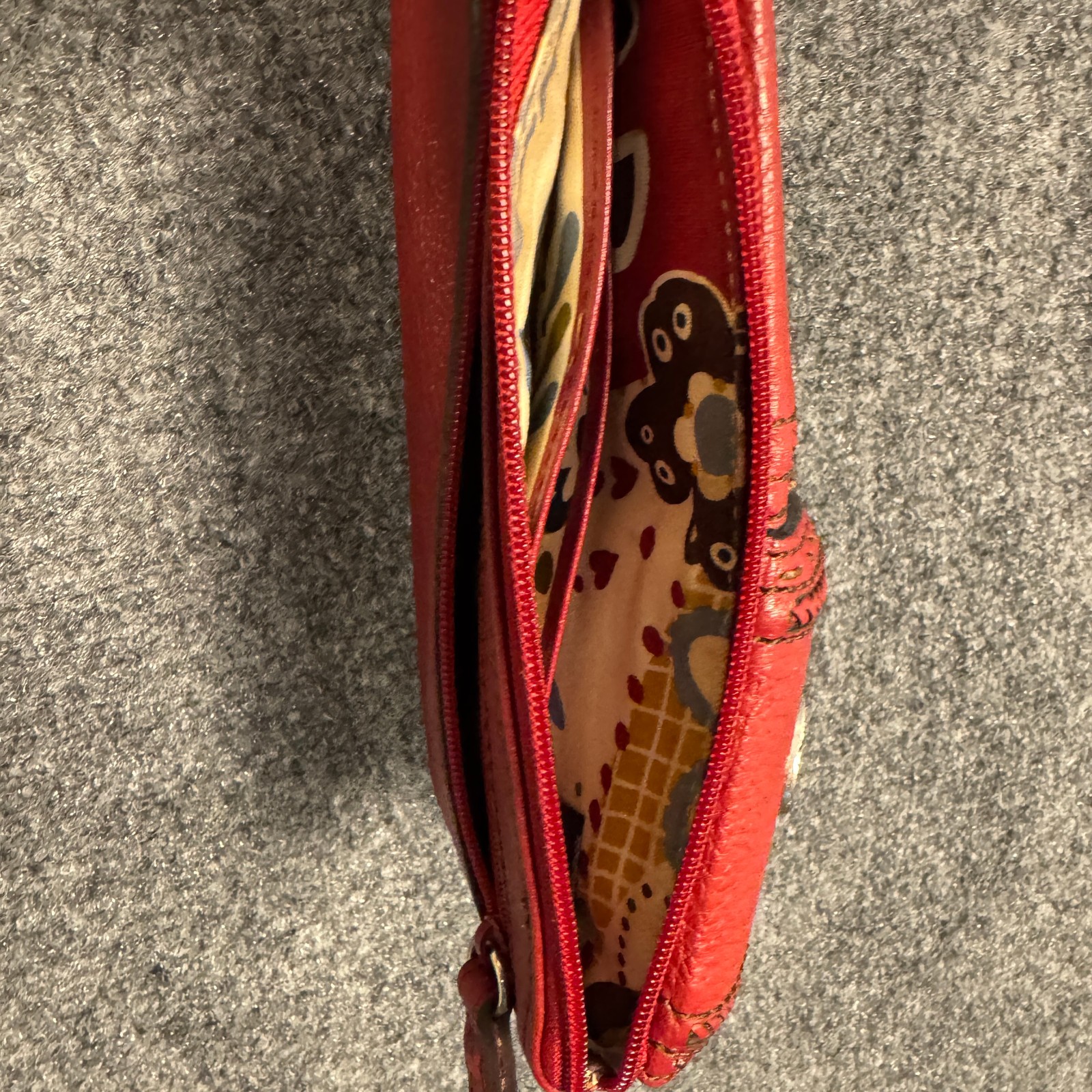 Brighton Vintage Red Leather Wristler Wallet Twin Pocket Silver Concho Organizer