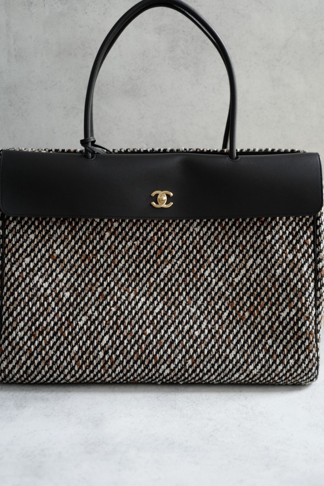 Chanel 26s Large Shopping Bag Black/Ecru Wool Gold Hardware “Matthieu Blazy’s”