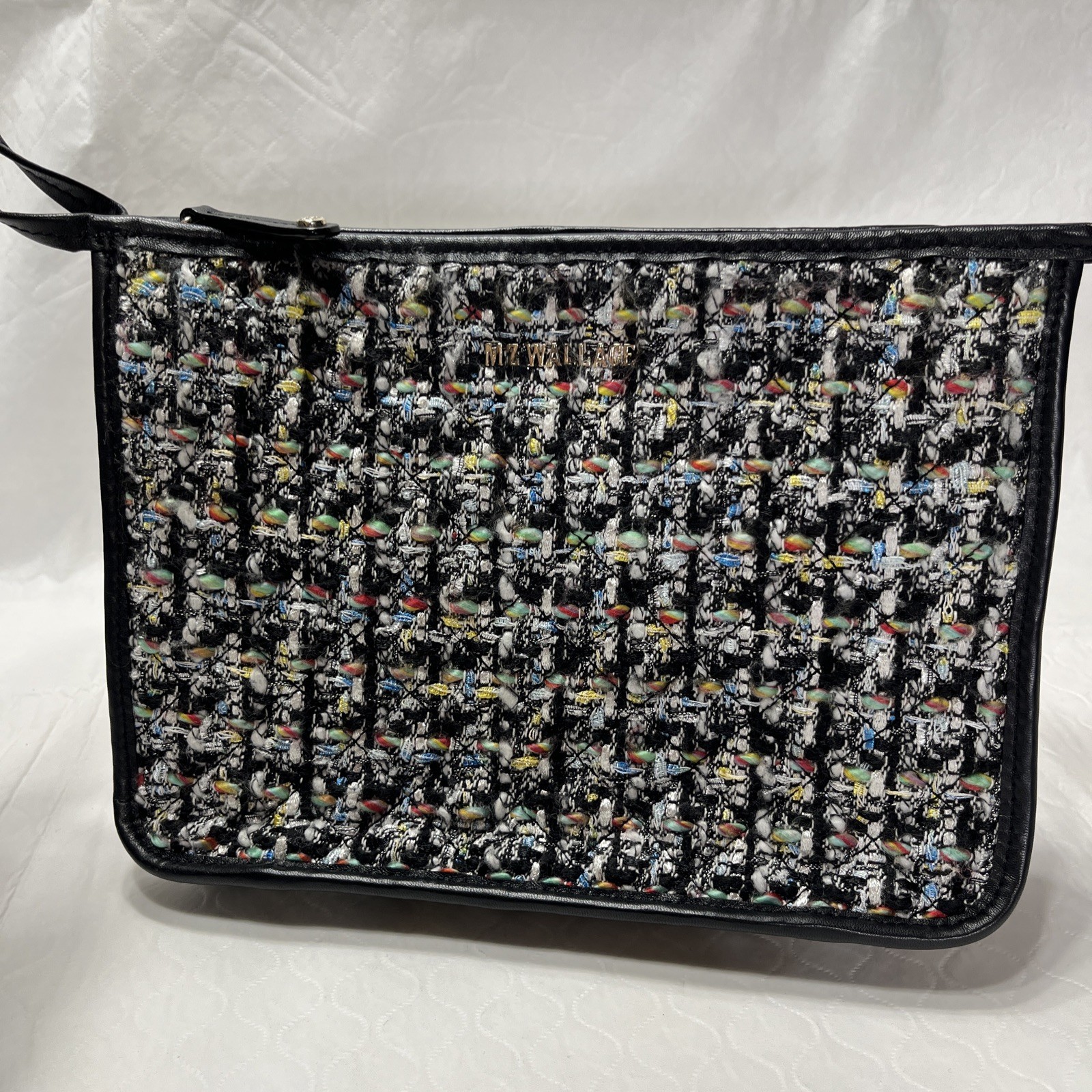 MZ Wallace Boucle Metro Clutch 10x9x3 Light Bag Textured Colorful Retro Purse