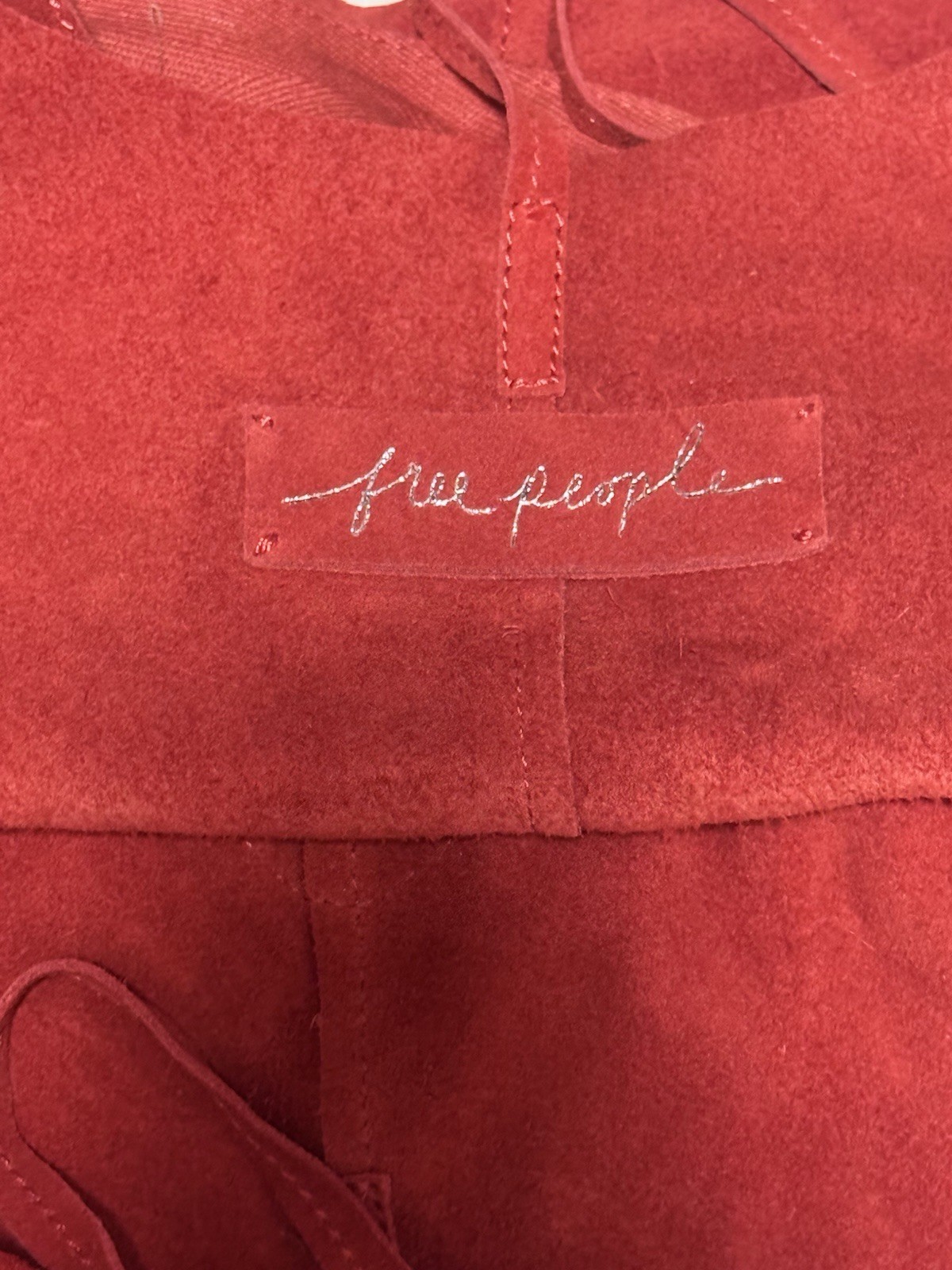 Free People Triangle Red Cow Leather Tote Boho Bag 100% Cow Leather