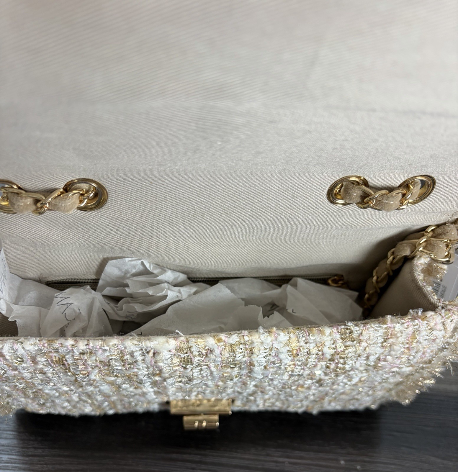 Brielle Crossbody Tweed Gold Chain Bag by Cristina Sabatini