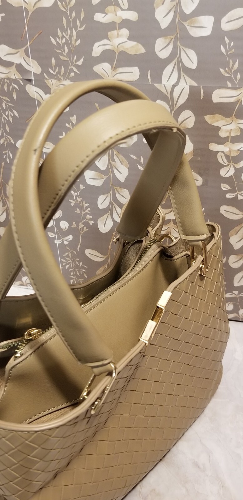 crossi Newyork handbag Weave Texture 3 Compartmentalized Zipper — w/o Strap